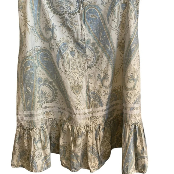 Y2k split cotton Flirty light blue paisley skirt ruffle hem ribbon Trim detail - Picture 6 of 9